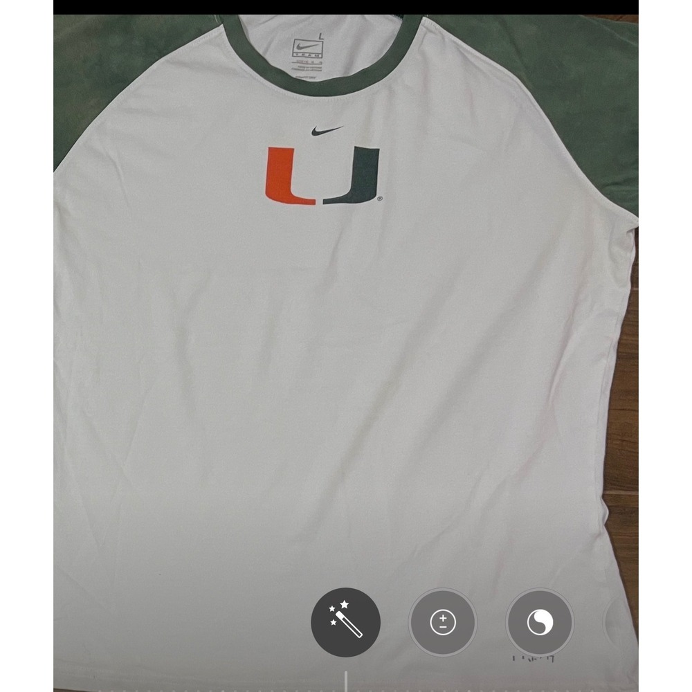 Nike Team University of Miami Hurricanes Raglan T-Shirt White Green sporty logo